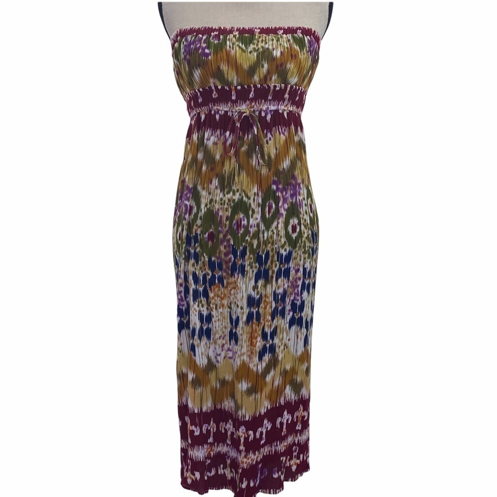 MLLE Gabrielle Strapless Multicolored Aztec Dress